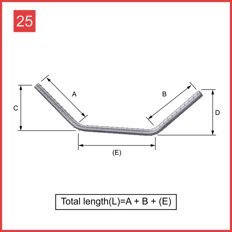 Custom Cut & Bent Rebar - Shape Code 25 -  Tzursteel