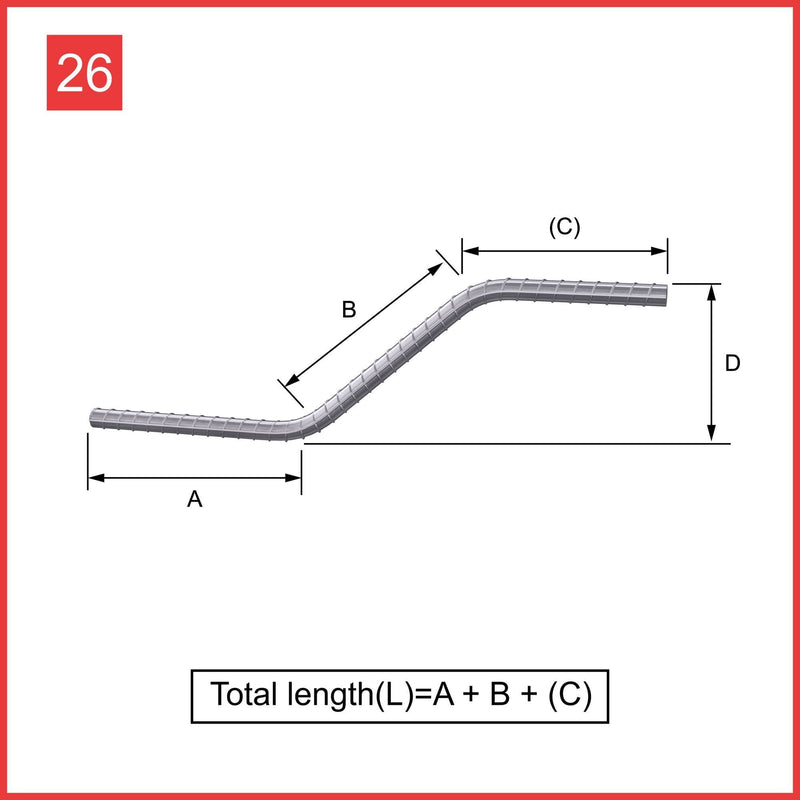 Custom Cut & Bent Rebar - Shape Code 26 -  Tzursteel