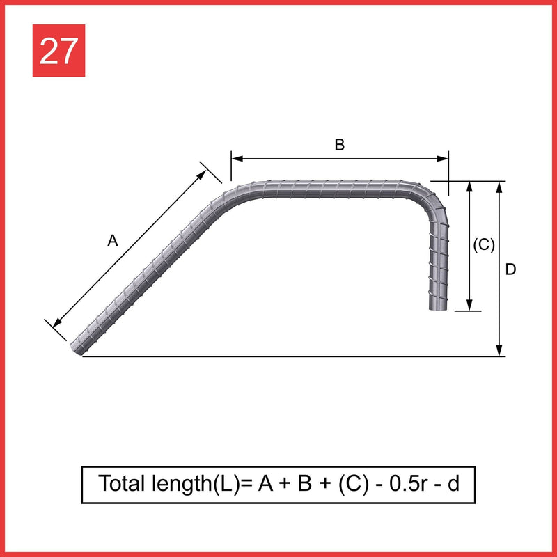 Custom Cut & Bent Rebar - Shape Code 27 -  Tzursteel