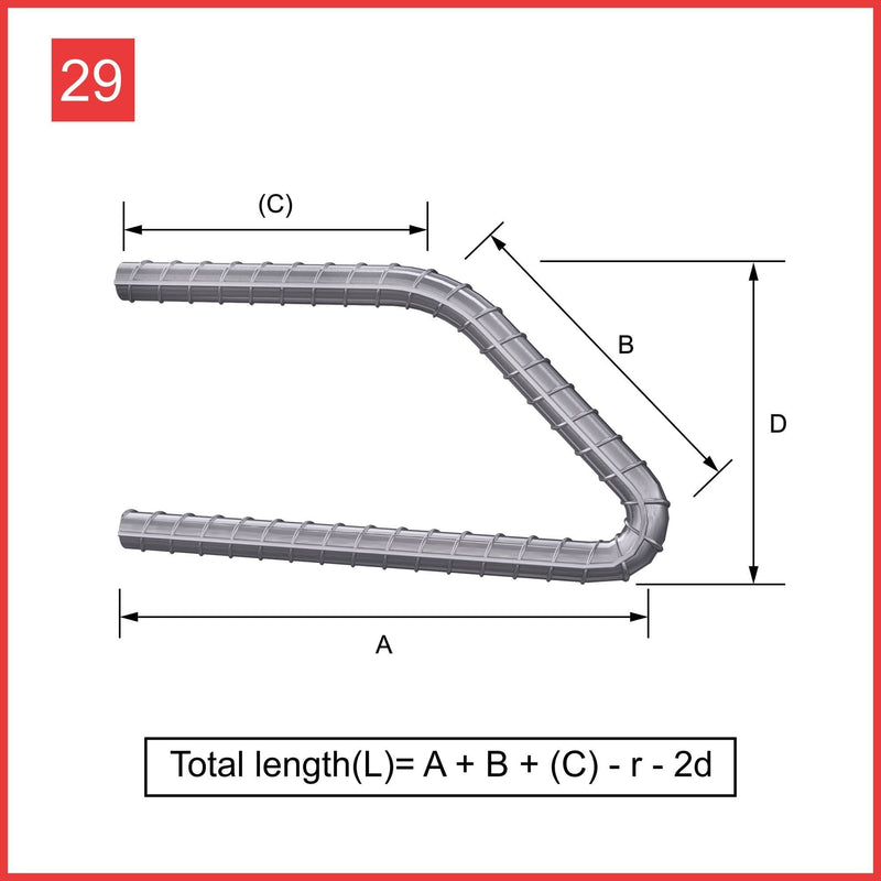 Custom Cut & Bent Rebar - Shape Code 29 -  Tzursteel