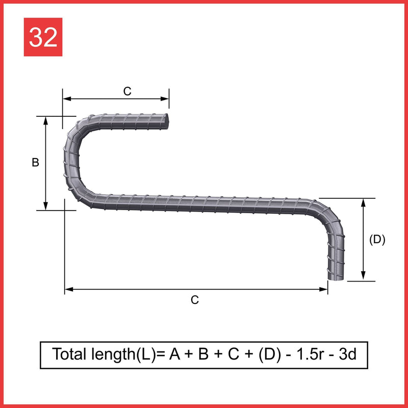 Custom Cut & Bent Rebar - Shape 32 -  Tzursteel