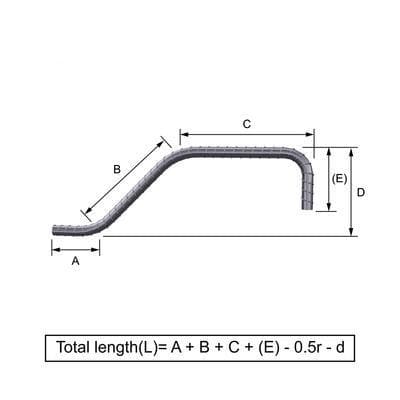 Custom Cut & Bent Rebar - Shape Code 34 -  Tzursteel