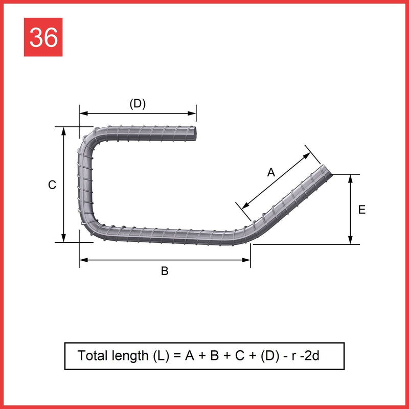 Custom Cut & Bent Rebar - Shape Code 36 -  Tzursteel