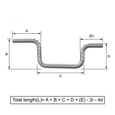 Custom Cut & Bent Rebar - Shape Code 44 -  Tzursteel