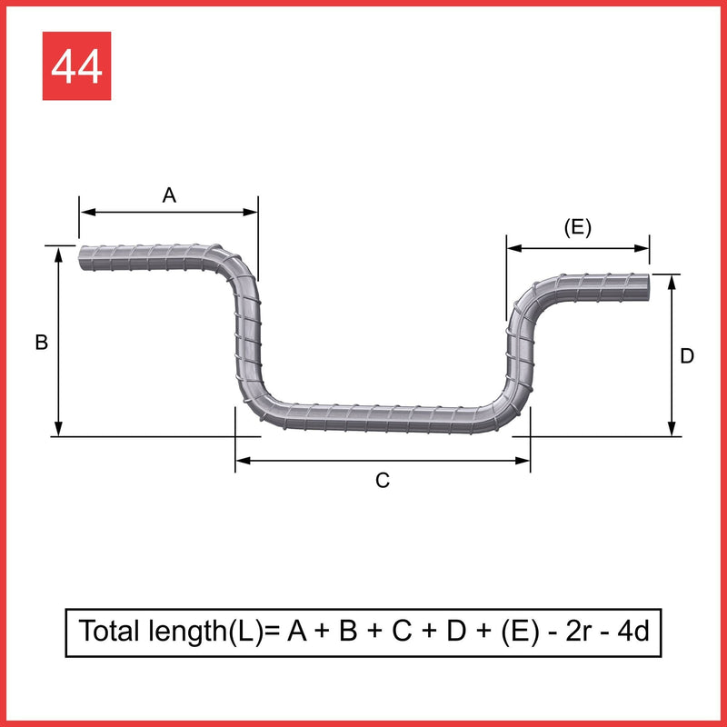 Custom Cut & Bent Rebar - Shape Code 44 -  Tzursteel