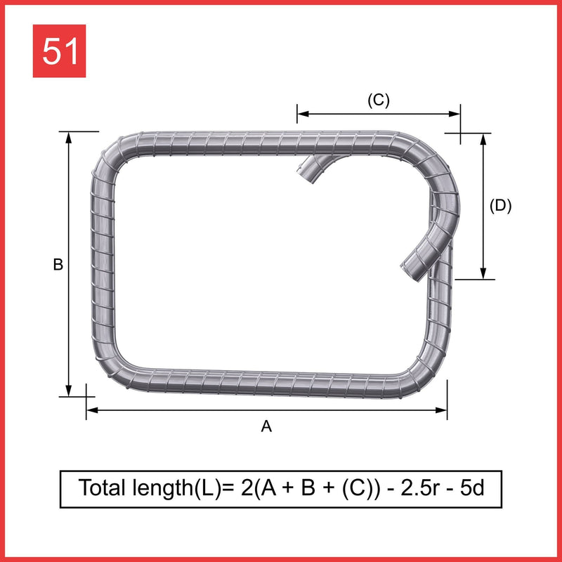 Custom Cut & Bent Rebar - ShapeCode 51-1 -  Tzursteel