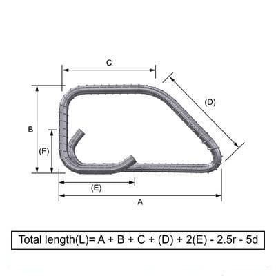 Custom Cut & Bent Rebar - Shape Code 56 -  Tzursteel