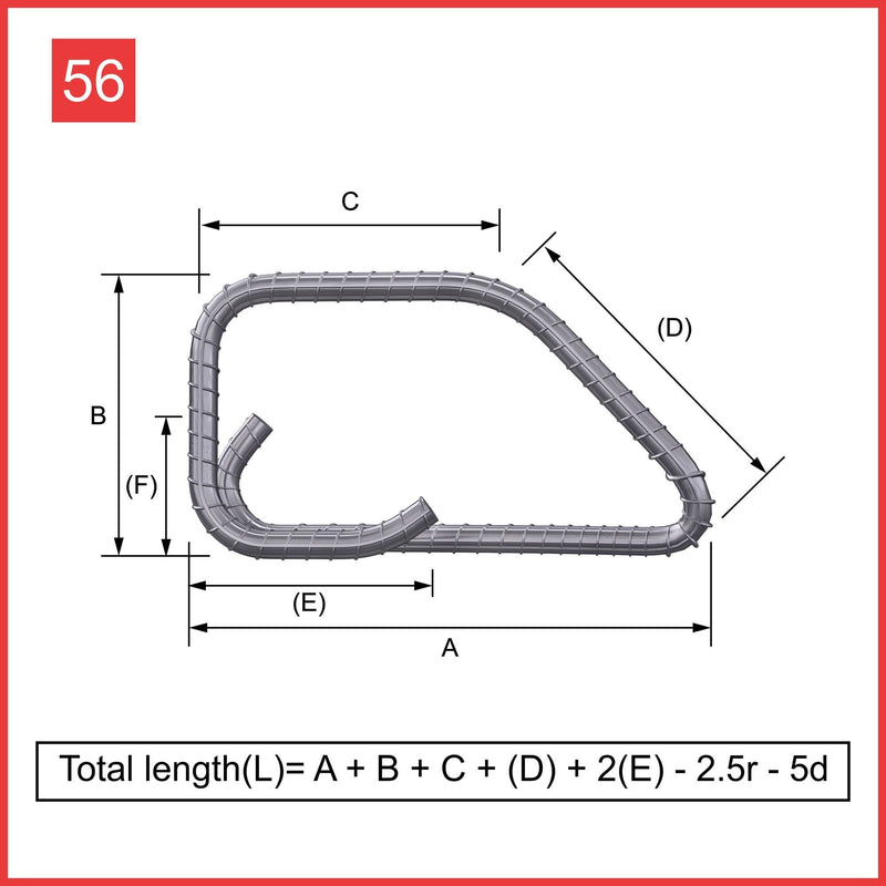 Custom Cut & Bent Rebar - Shape Code 56 -  Tzursteel