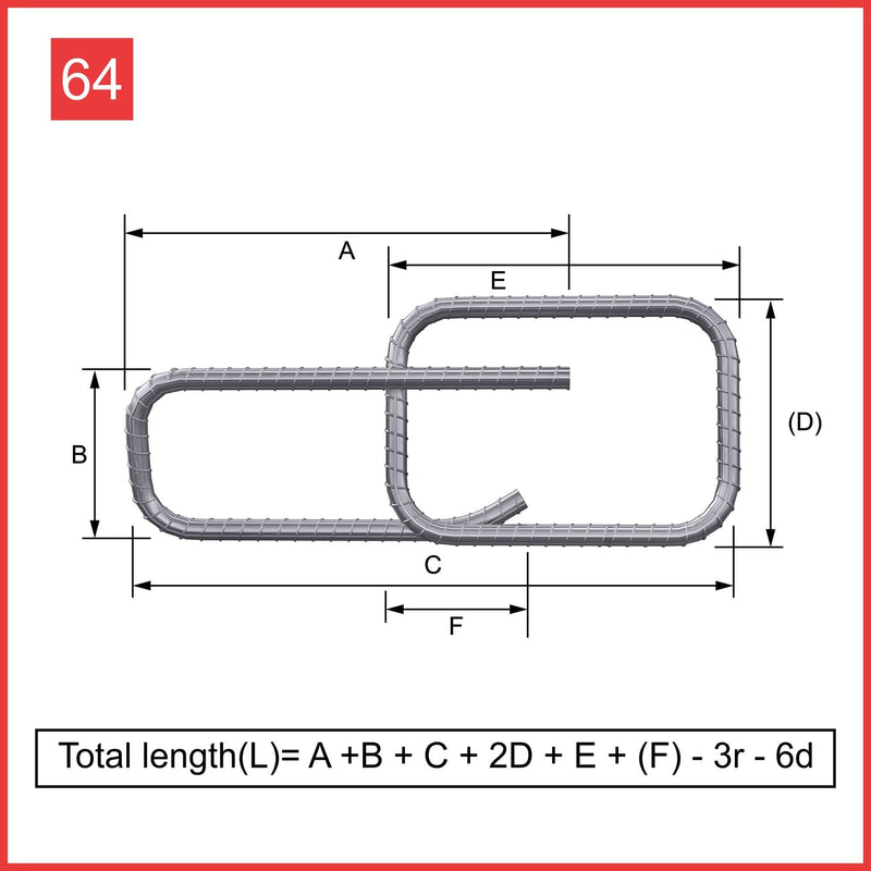 Custom Cut & Bent Rebar - Shape Code 64 -  Tzursteel